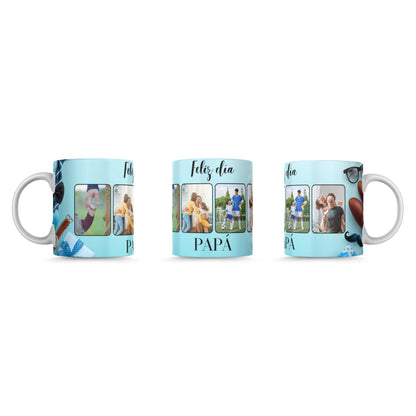 Taza personalizada para el día del padre con texto e imágenes