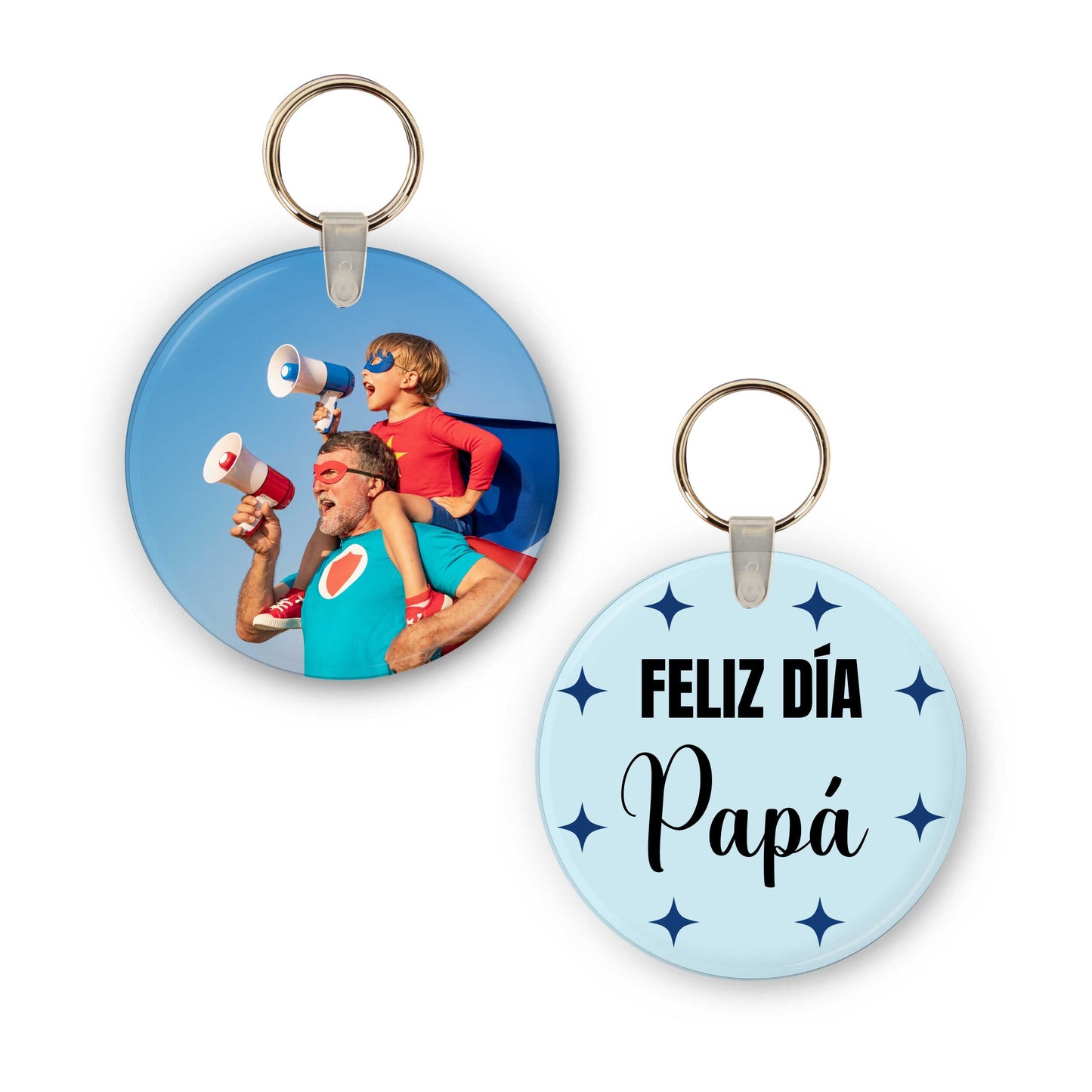 Llavero personalizado para el día del padre con imagen y/o texto por ambas caras