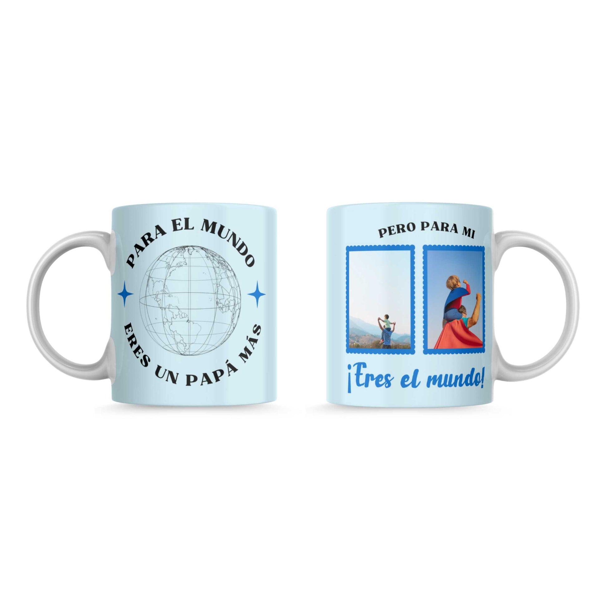 Taza personalizada para el día del padre con imagen personalizada e imagen y texto del mundo del 