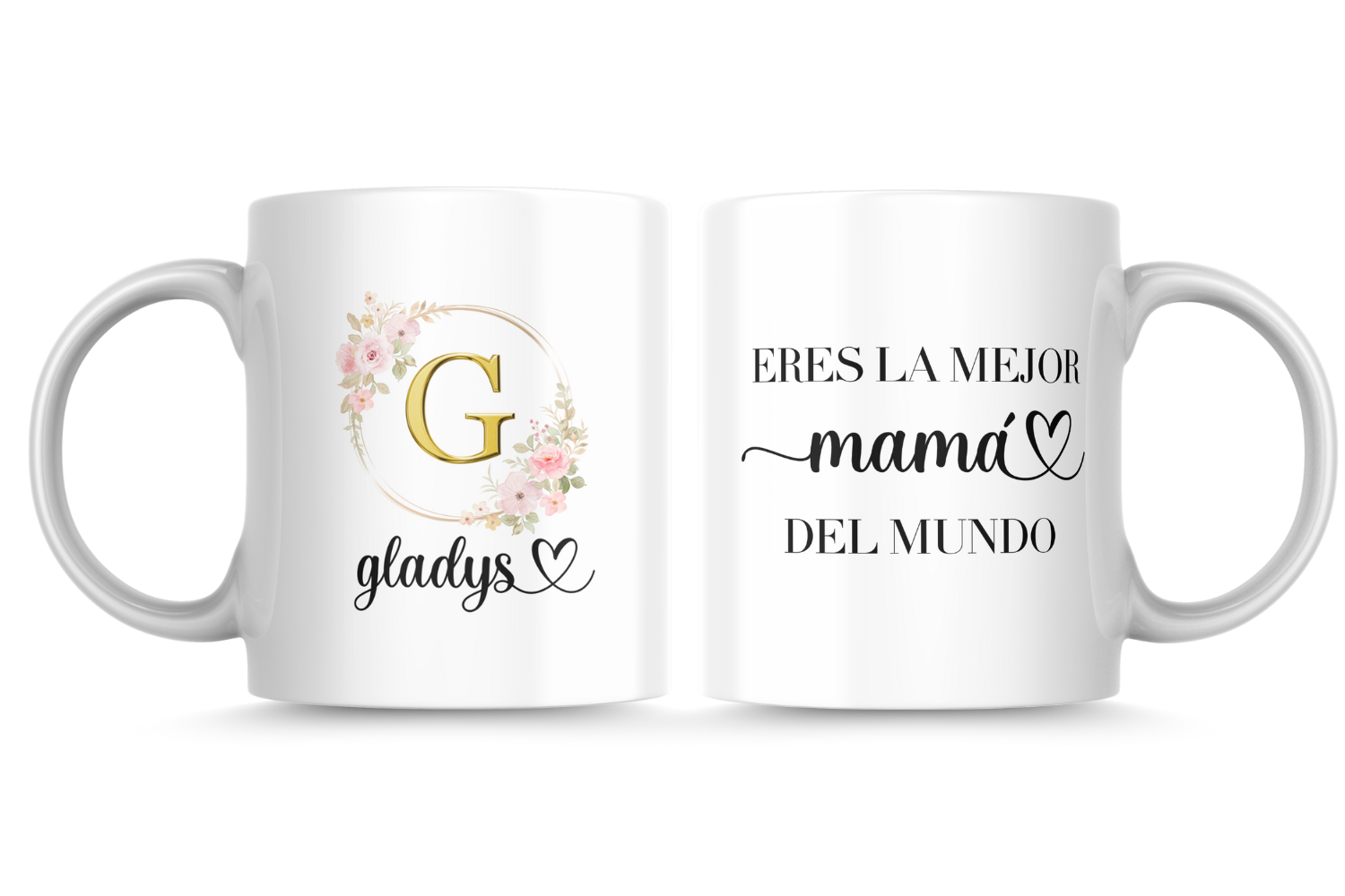 Taza personalizada para el Día de la Madre con su inicial y nombre y frase eres la mejor mamá del mundo