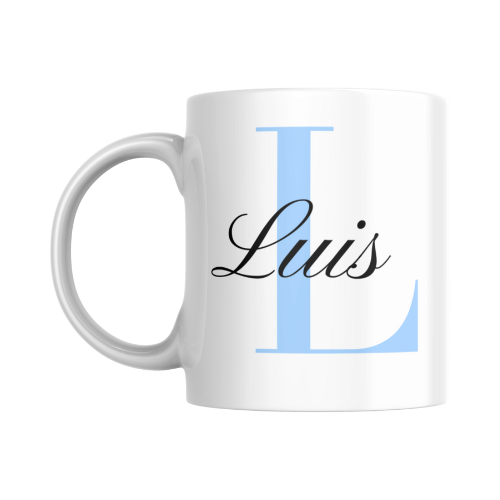 Taza personalizada con una inicial y un nombre