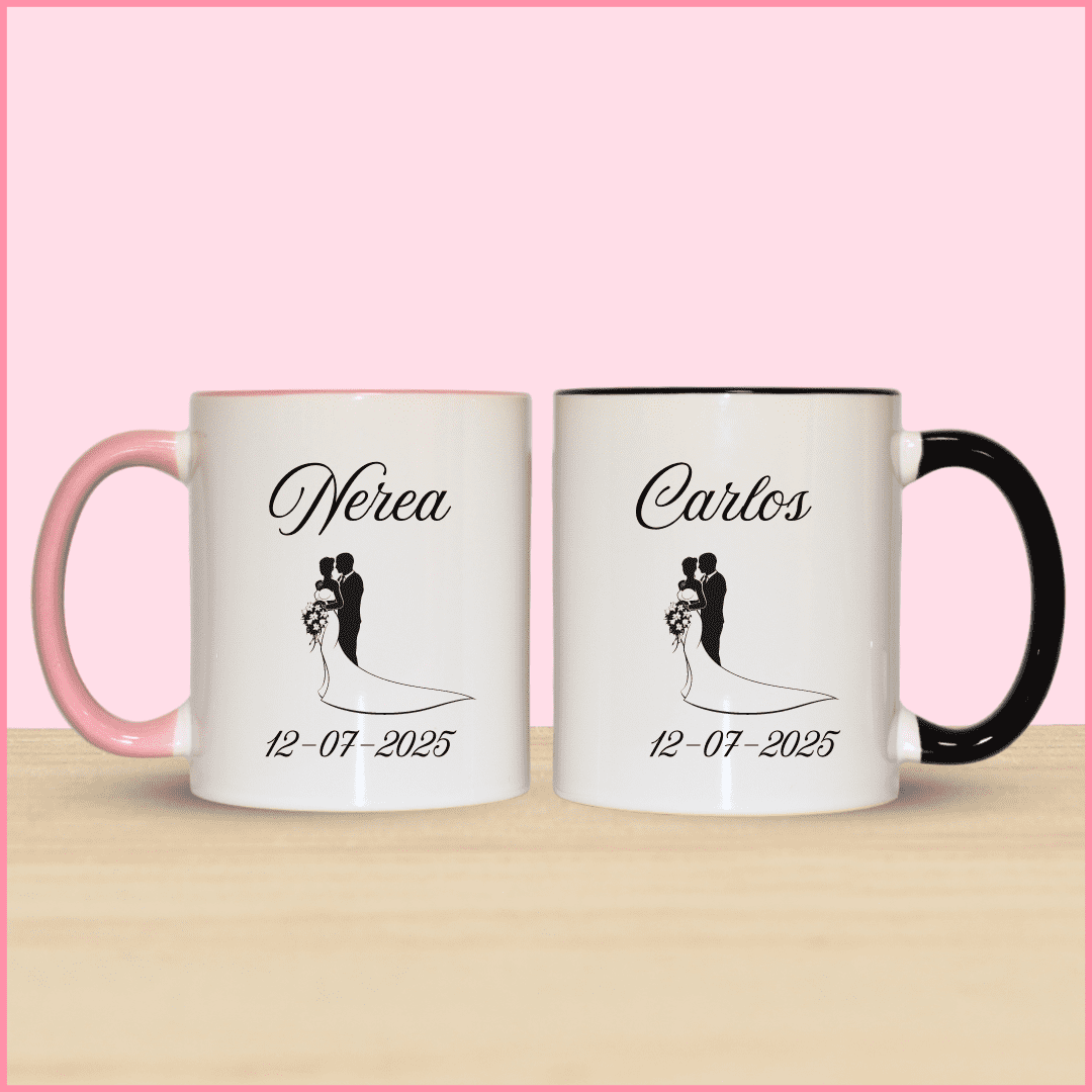 Tazas de cerámica personalizadas con una pareja de novios, ideales para la pareja de novios